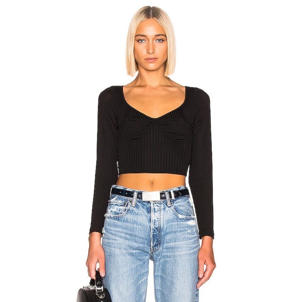 Fleur Du Mal Long Sleeve Knit Bra Top